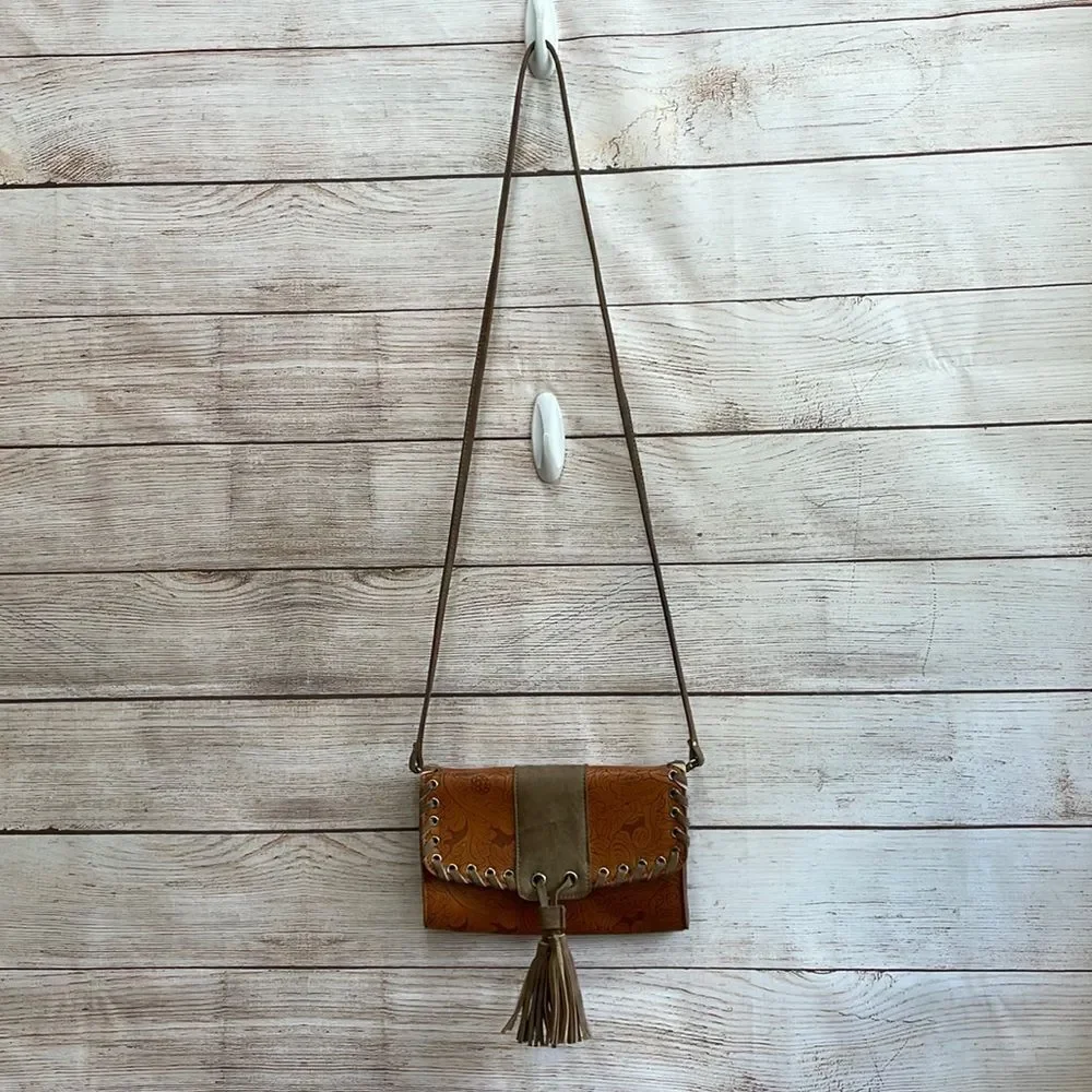 VEGAN LEATHER CROSSBODY‎ BAG WITH FRINGE